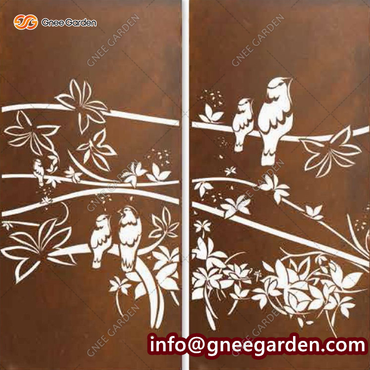 Laser Cut Decorative Outdoor Garden Privacy Art Metal Screens Panels Corten Steel Garden Screen