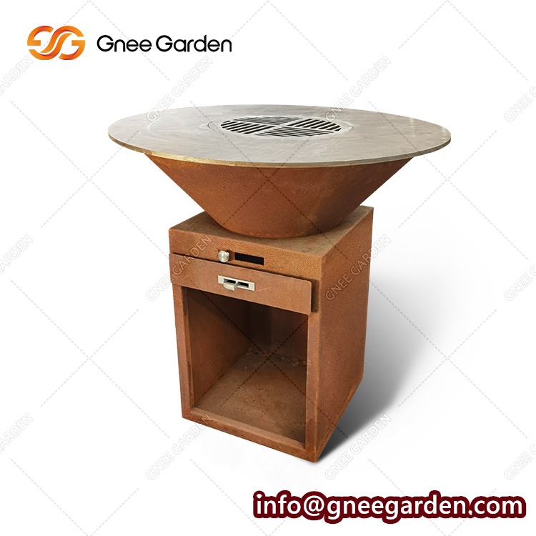Corten Steel Garden Fire Pit Outdoor Furniture Leisure Barbecue