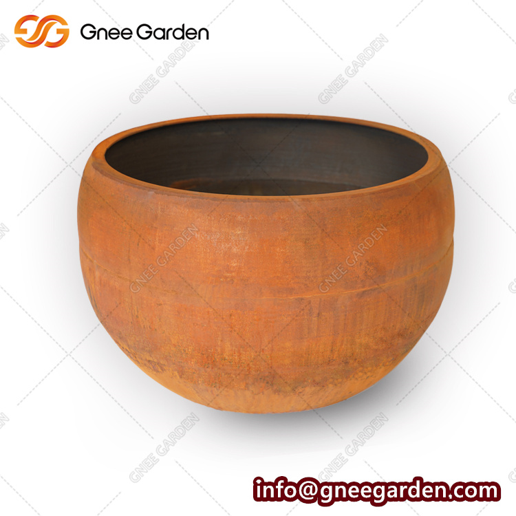 Outdoor Geometric Spheres Corten Steel Globe Tree Planter Pots