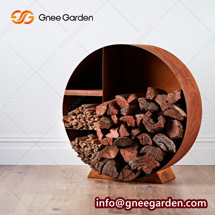 Decorative Wood Holder Round Shaped Footed Metal Iron Log Rack Firewood Storage Fireplace Log Rack
