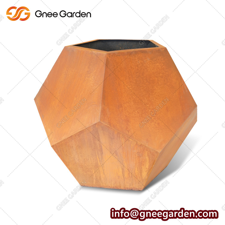 Home Decor Corten Steel Flower Pot Metal Hanging Wall Planter