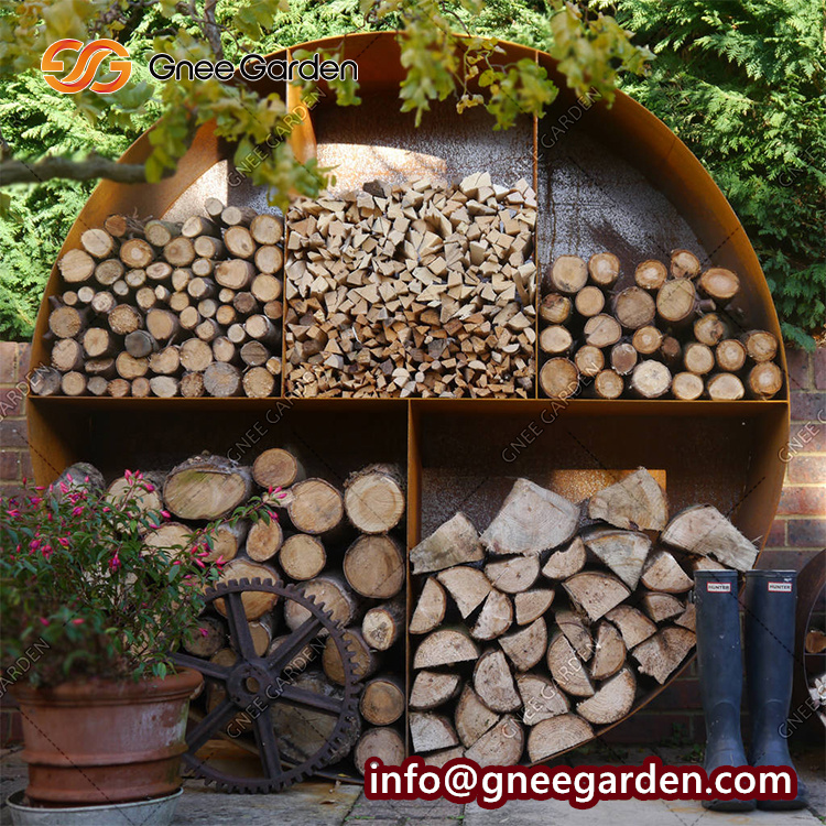 Modern Design Indoor Corten Steel Storage Firewood Rack Metal Log Firewood Holder