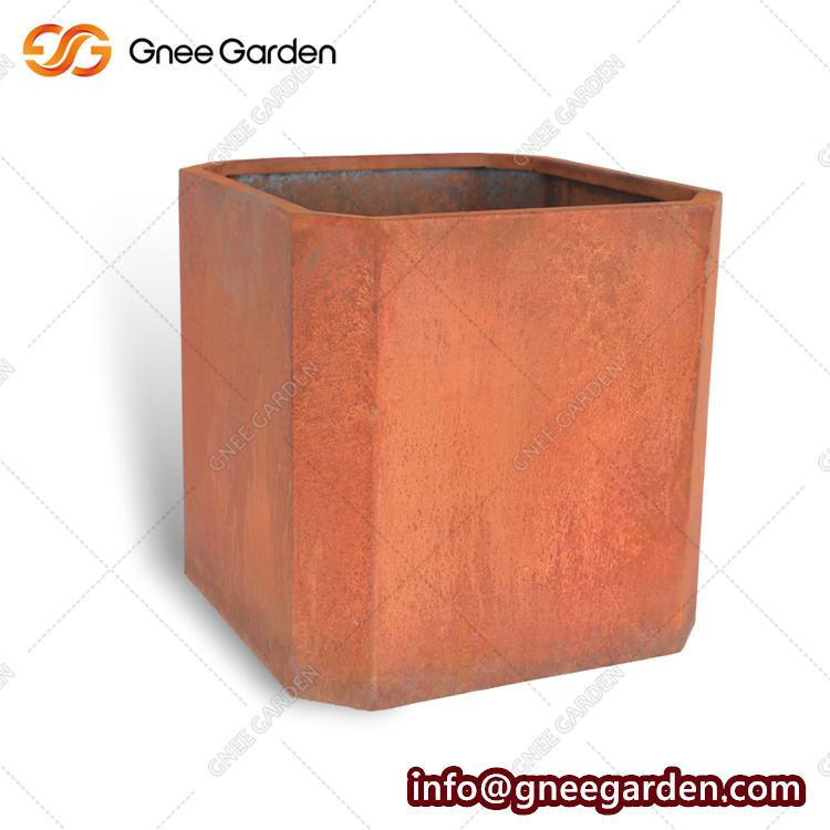 Rust Steel Flower Pot Steel Pots For Flower Shop Rectangle Weathering Steel Flower Pot
