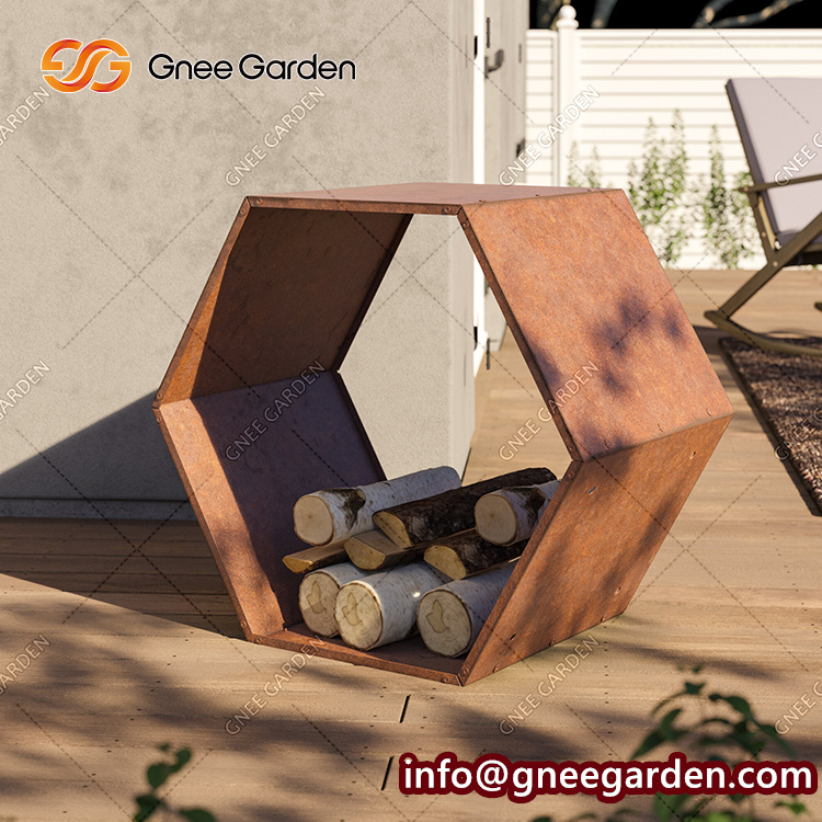 Store Shelf Steel Firewood Rack Firewood Stacking Racks Corten Steel
