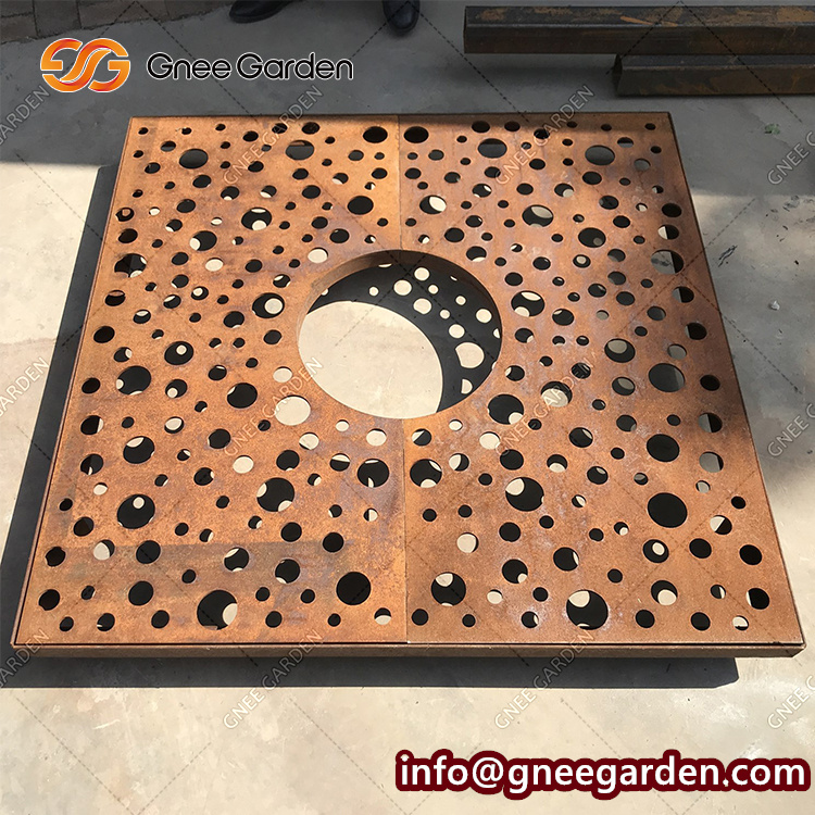 Round Rust Color Corten Steel Roadway Safety Tree Grate