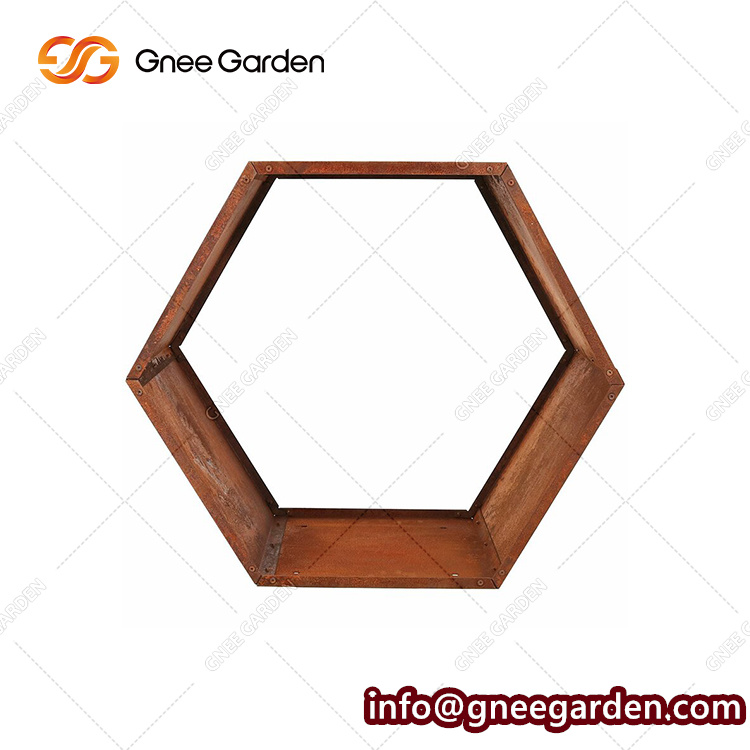 Garden Outdoor Pentagon Corten Steel Log Holder Wood Storage Rack