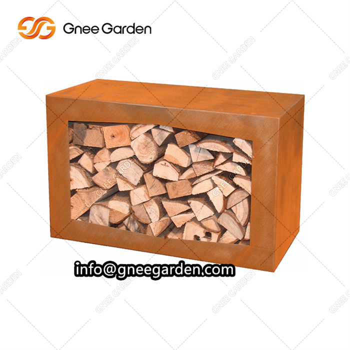 Corten Steel Firewood Storage Rack Metal Log Firewood Holder Round Yard Firewood Rack For Patio