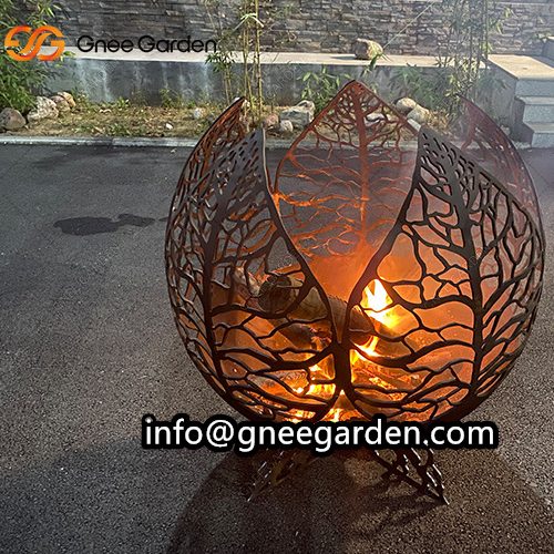 Outdoor Sphere Fire Pit Wood Burning Spherical Firepit for Outside