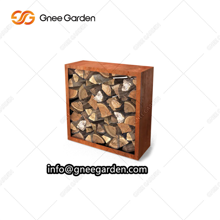 Outdoor Corten Steel Firewood Rack Metal Round Firewood Stacking Rack Garden Storage Log Rack