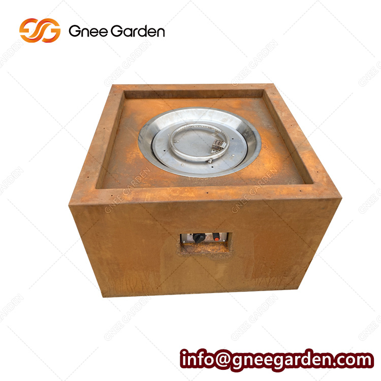 Outdoor Garden Furniture Set Natural Gas Propane Fire Pit Table Rectangle Firepit Tables