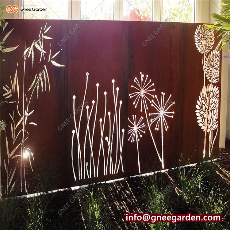 Laser Cut Outdoor Metal Privacy Screen Garden Metal Screens Set