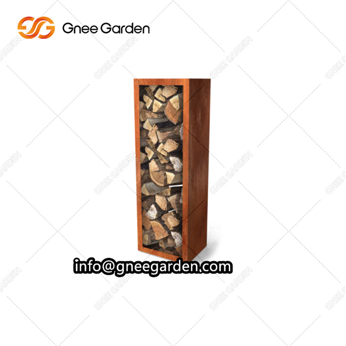 Modern Design Indoor Corten Steel Storage Firewood Rack Outdoor Metal Firewood Holder