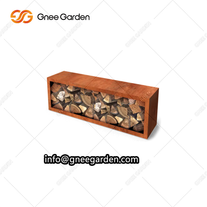 Outdoor Corten Steel Circle Firewood Rack Garden Wood Stacking Holder Backyard Firewood Holder