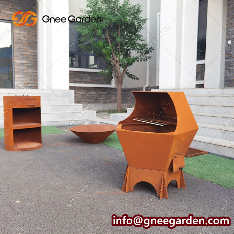 Corten Steel Classic Ring BBQ Fire Pit For Garden Outdoor