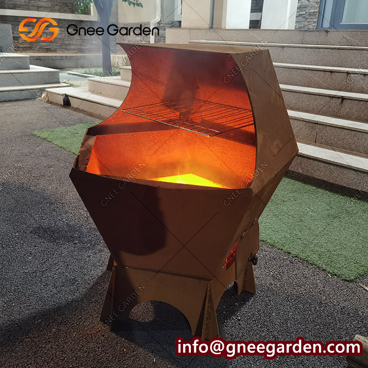 Simple Outdoor Heating Corten Steel Round Design Rusty Metal Fire Pit/bbq Fire Pit