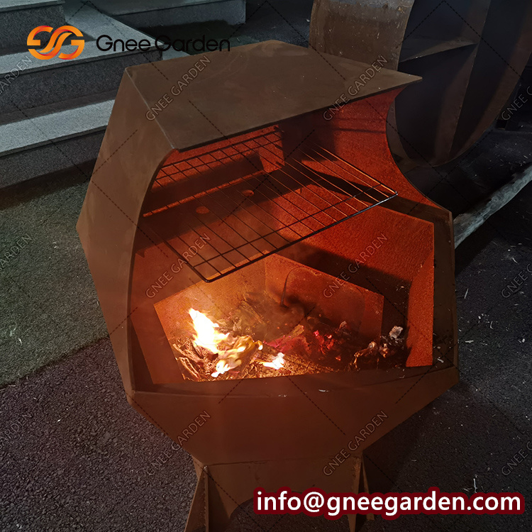 Corten Steel Potable Assembled for Night Camping and Heating Atmosphere
