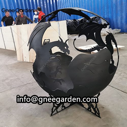 Outdoor Sphere Fire Pit Garden Furniture Corten Steel Fire Pit Bowl