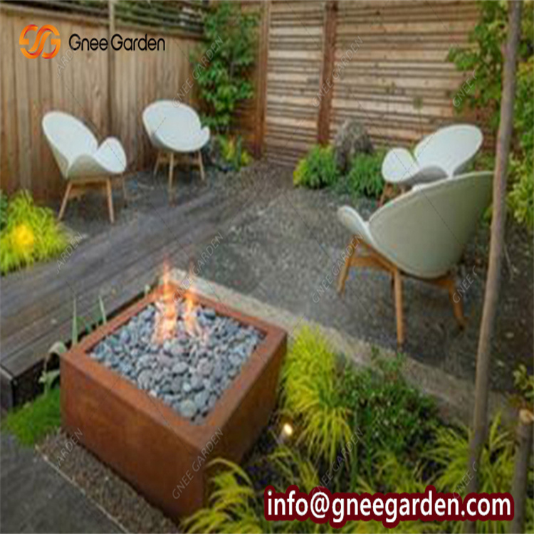 Large Outdoor Decorative Corten Steel Metal Gas Fire Pit