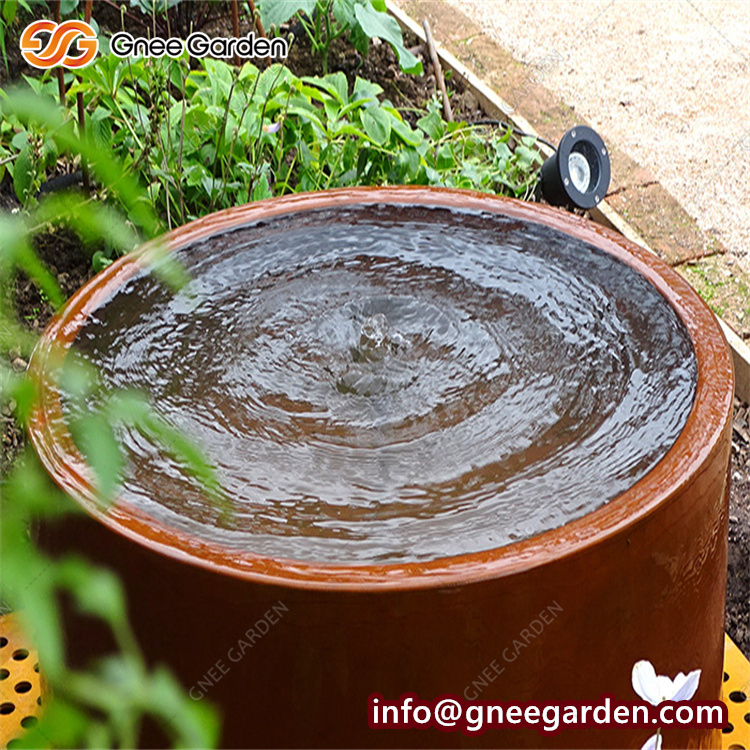 Corten Steel Rain Curtain Water Feature/fountain With Water Reservoir