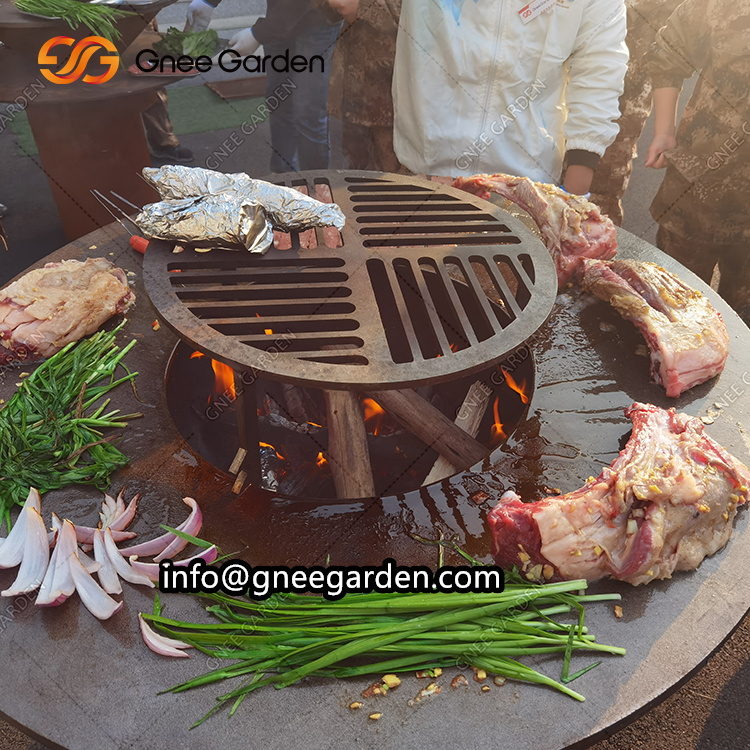 Outdoor Corten Steel Metal Fire Pit Barbecue Grill BBQ Fire Pit