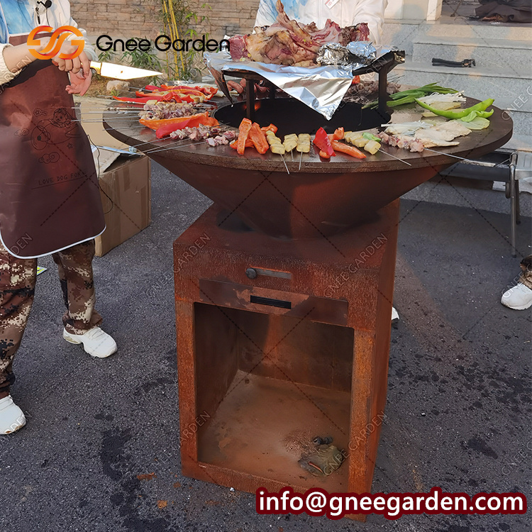 Outdoor Cooking Table Corten Steel Garden Barbecue Fire Pit
