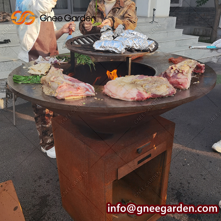 Backyard Grill Charcoal Bbq Outdoor Family Corten Square Fire Pit Bbq