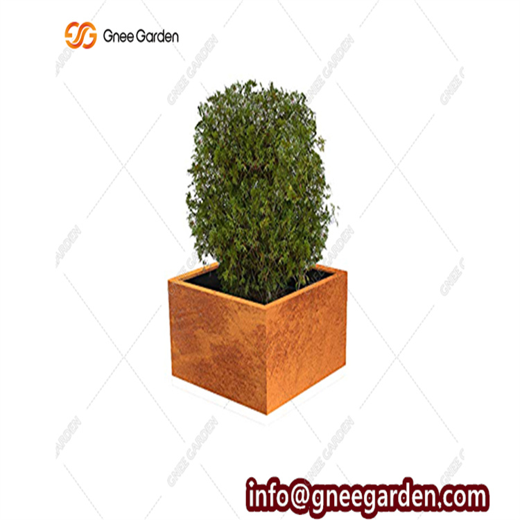 Custom Weathering Steel Flower Pots Corten Steel Corner Box Planter
