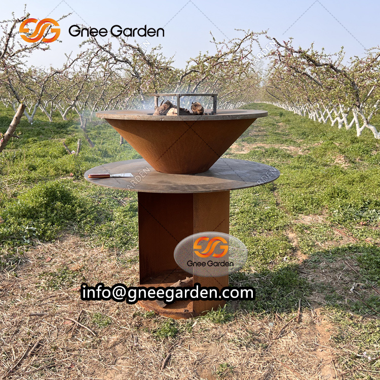 Popular Wood Burning Outdoor Rust Brasero Barbecue Party Corten Steel BBQ Grills