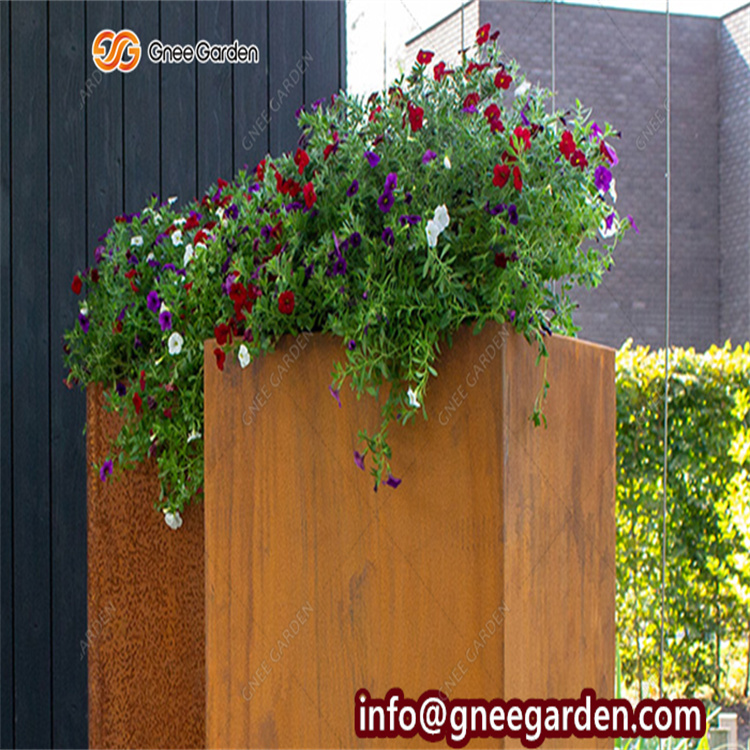 Rectangle Steel Corten Steel Planter Flower Pot Plant Pots Flower Planter