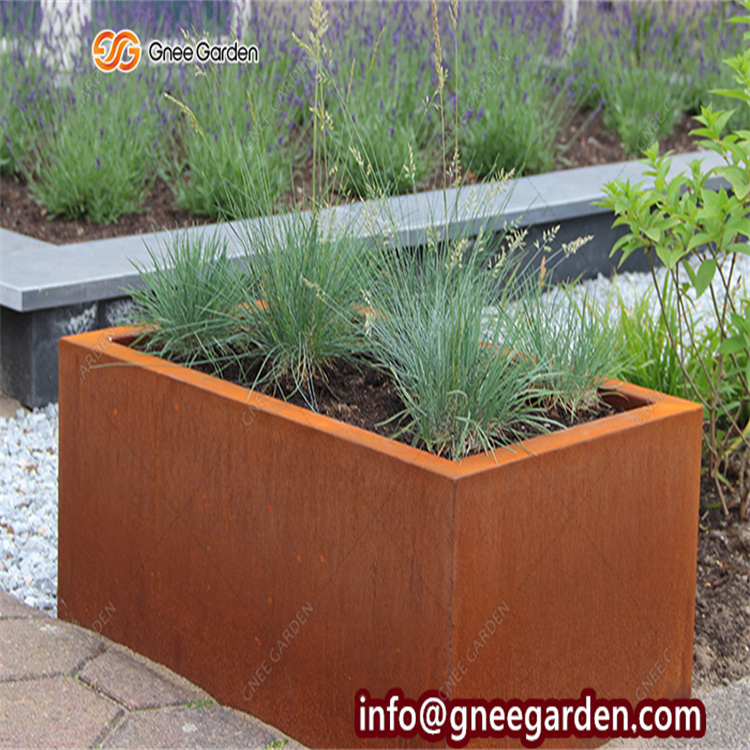 Corten Steel Square Metal Plantador Fence Divider Planter Flower Pot