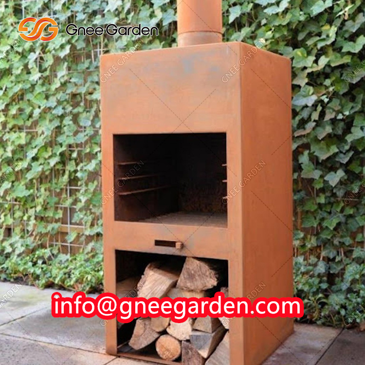 Custom Outdoor Rectangular Log Holder Corten Steel Firewood Stock