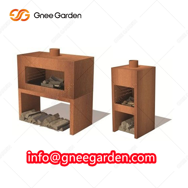 Outdoor Firepit Use Corten Steel Wood Storage Firewood Log Store