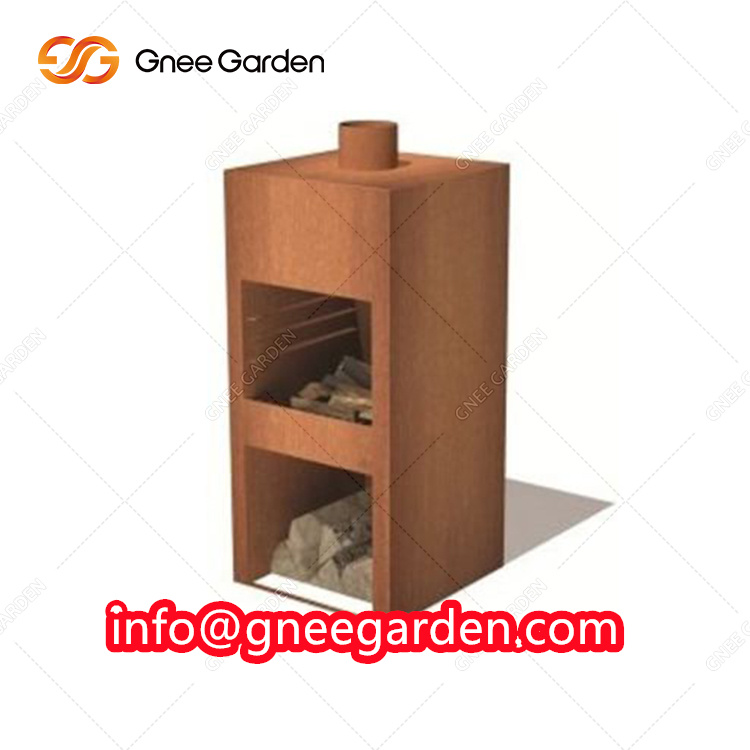 Outdoor Wood Burning Fireplace With Firewood Storage Rack