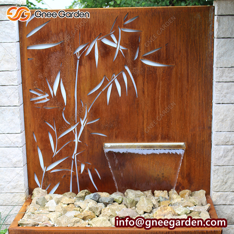 Garden Decoration Metal Water Fountain Outdoor with Bamboo Pattern
