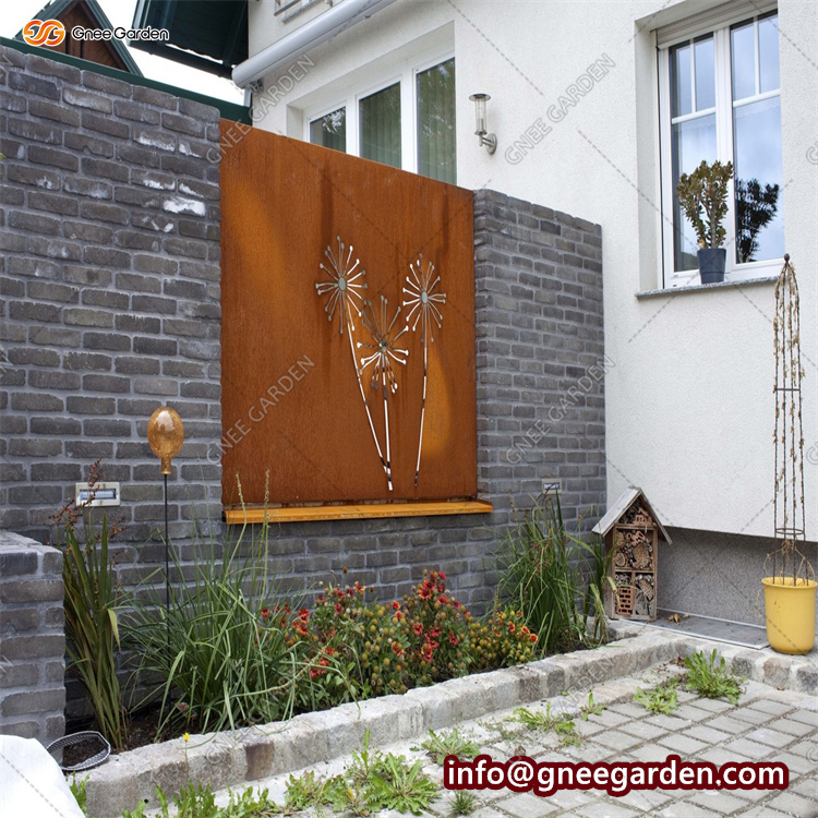 Laser Cut Decorative Outdoor Garden Privacy Art Metal Screens Panels Corten Steel Garden Screen