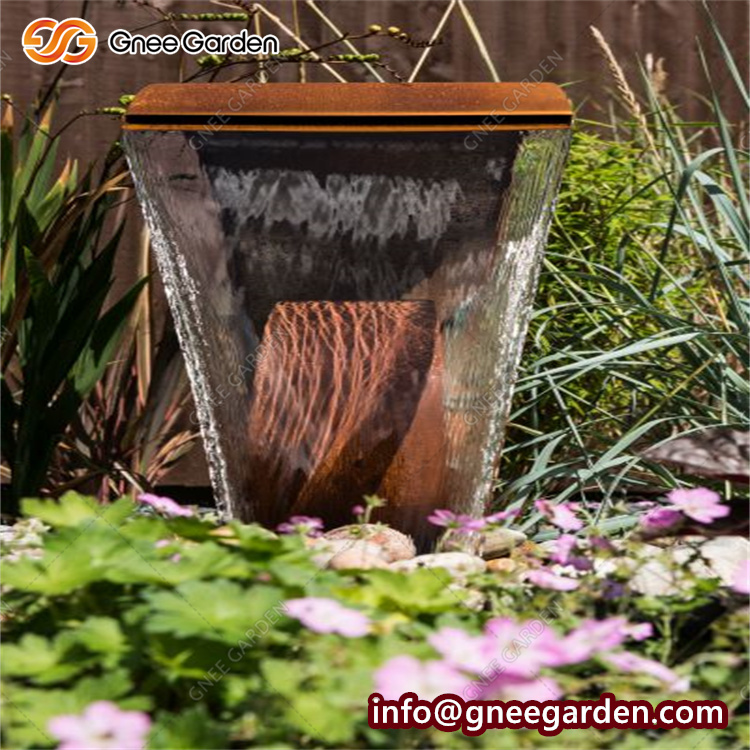 Outdoor Modern Metal Large Corten Steel Water Fountain Sculpture Statue