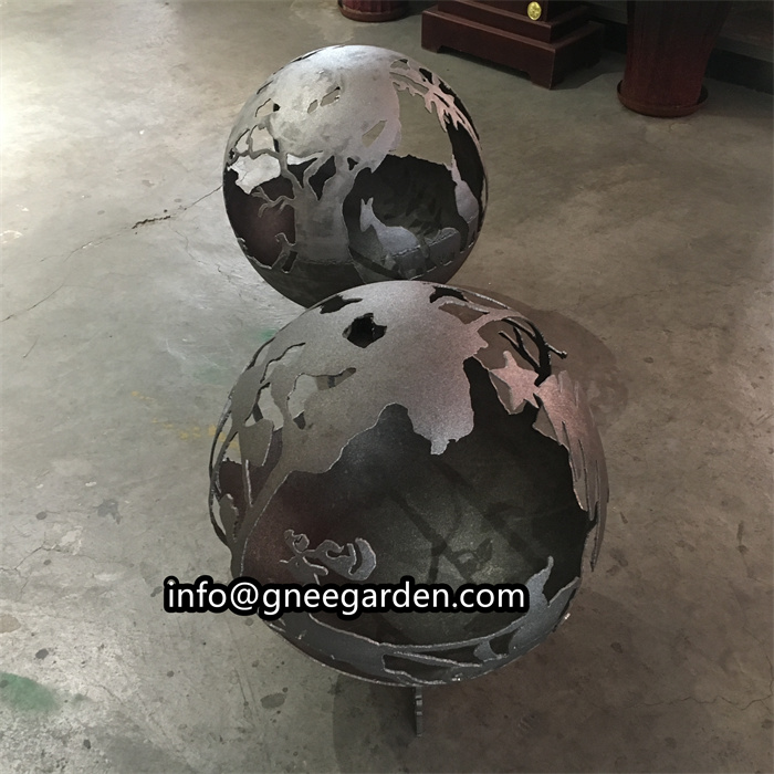 Outdoor Garden Rust Corten Steel Fire Pit Sphere