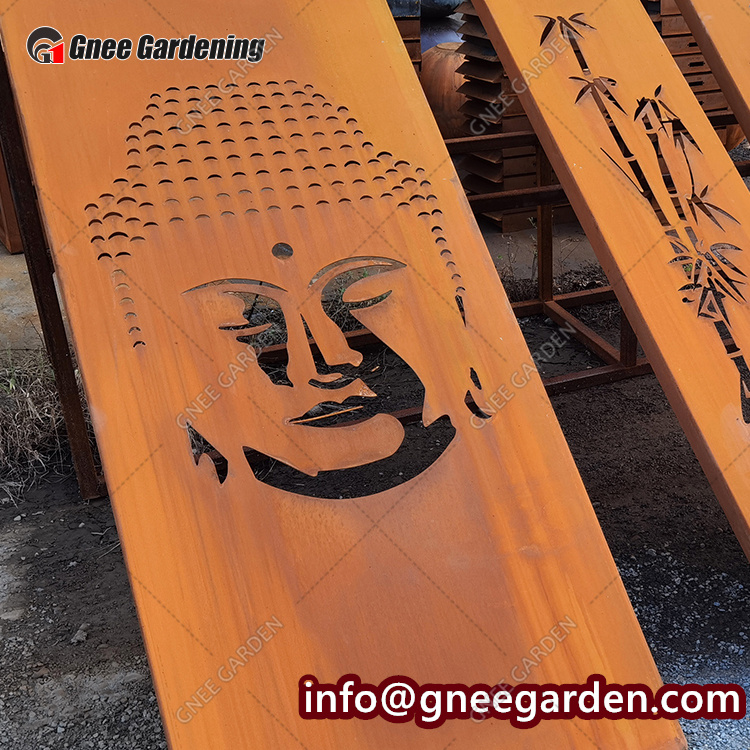Corten Garden Screens Customized Laser Cut Decorative Outdoor Privacy Art Metal Screens Panels Corten Steel Garden Screen