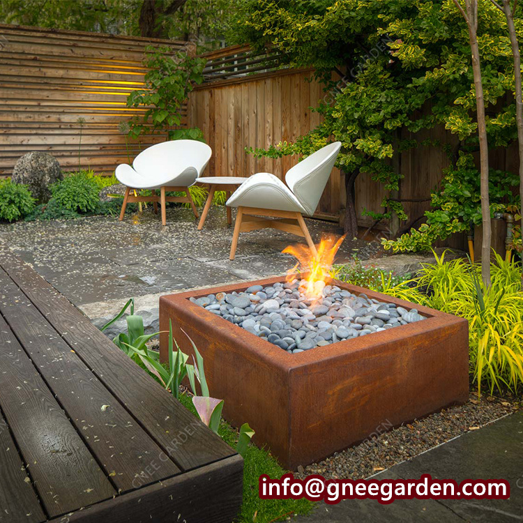 Outdoor Garden Fire Place Square Backyard Gas Fire pit