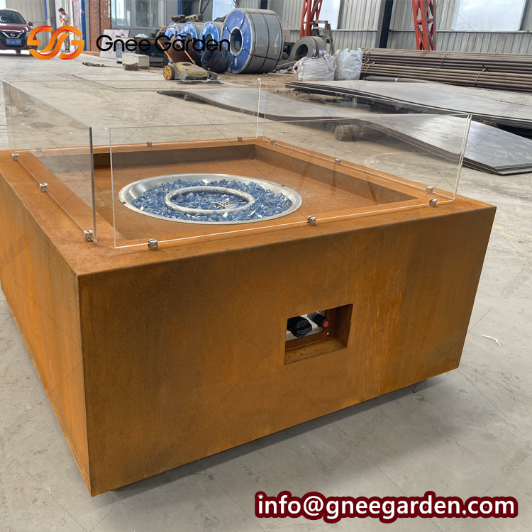 Corten Steel Garden Fireplace with Grill and Bbq Heat Resistant Grill Bbq Fireplace