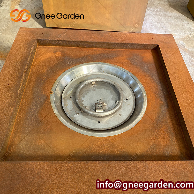 Garden Outdoor Metal Fire Pit Table Raised Brazier Decorative Rectangular Warming Fire Pit Table