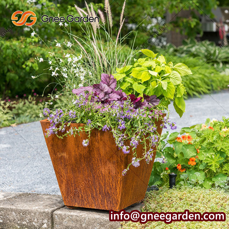 Garden Planter Giant Rectangular Metal Rustic Garden Pots