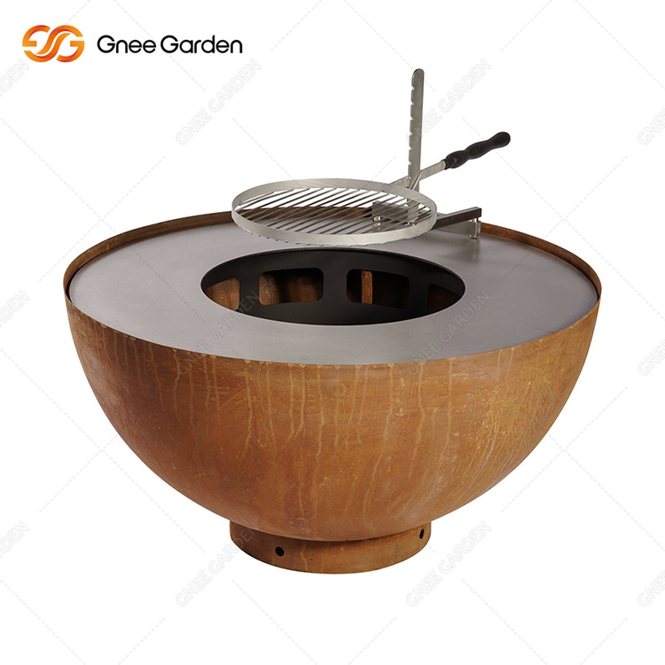 Corten Bbq Pit Fire Pit Wood Burning Outside