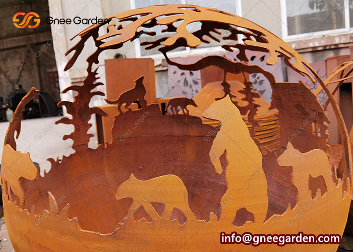Wood Burning Laser Cutting Fire Pit OEM Design Fire Ball Fire Pit Sphere