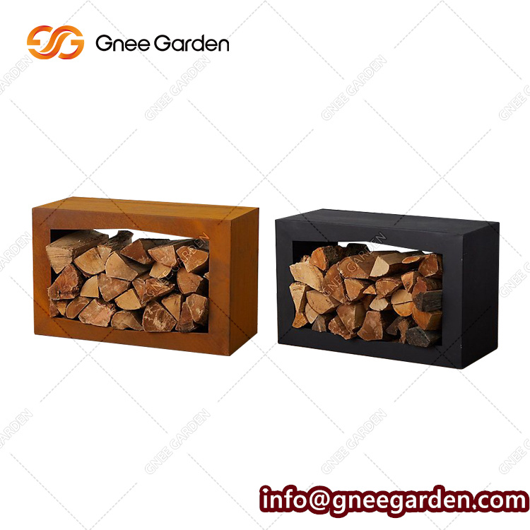 Corten Steel Log Holder Garden Outdoor Pentagon Wood Storage Rack