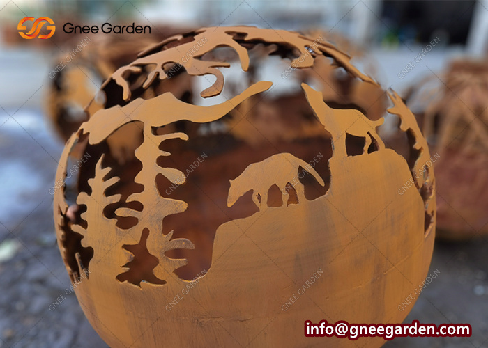Firepit Sphere Corten Steel Outdoor Furniture Metal Fire Pit Globe