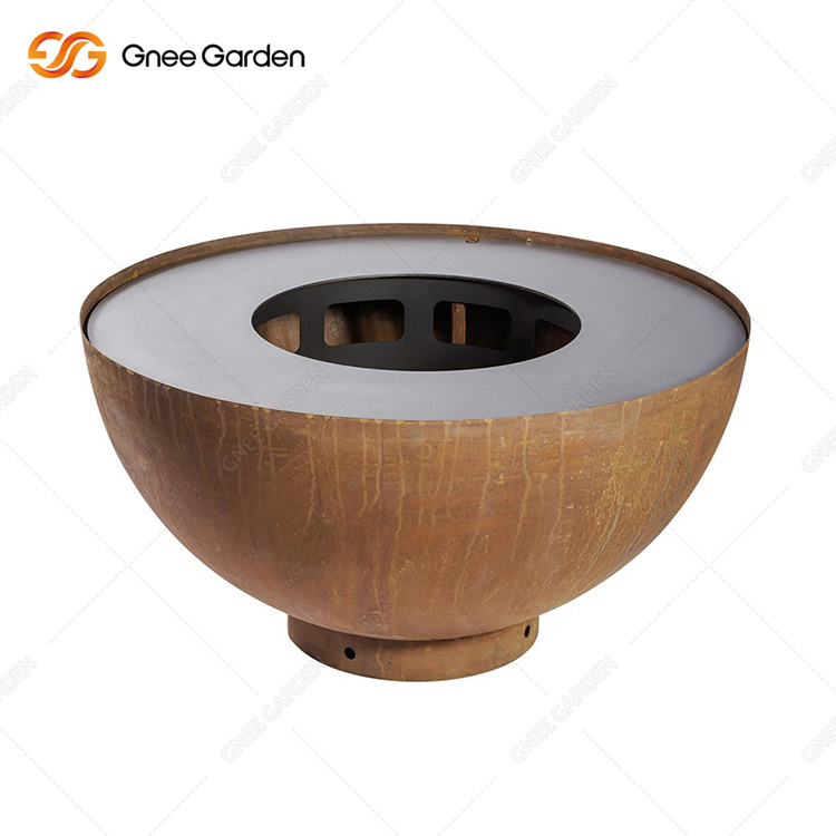 Corten Grill Fire Pit Garden Patio Black Fire Bowl
