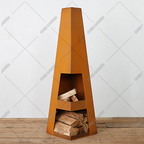 Large Tall Corten Steel Fire Pit Outdoor Wood Burning Firepit