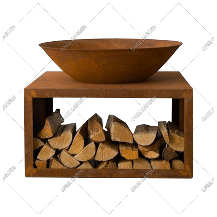 Corten Steel Wood Grill Pit Simple Design
