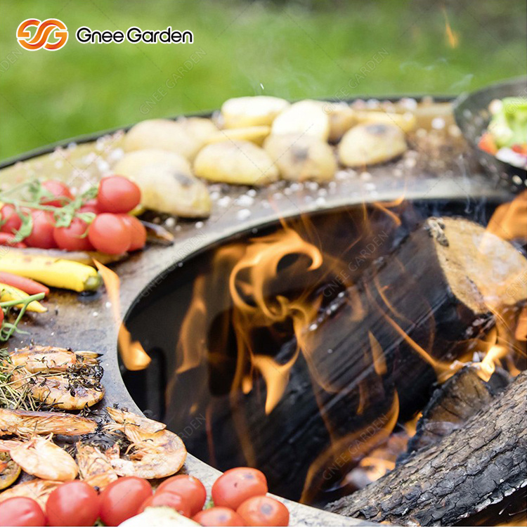 Corten Fire Pit Grill Cooking Backyard Grill